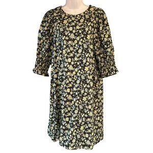 NWT Sara Campbell Black Floral Aria Dress Medium Cottagecore Loose Fit Prairie